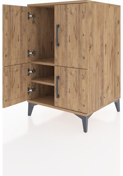 Kronos Komodin 2 Raflı 4 Kapaklı 60x59x96 Çam-çam Çam