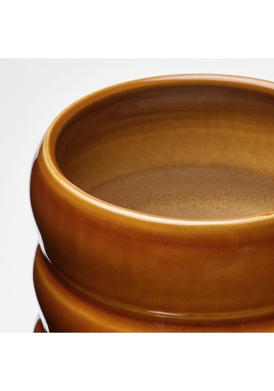 Ikea Hasselbukett Seramik Saksı Kahverengi/sarı 12 Cm İç Ve Dış Mekan