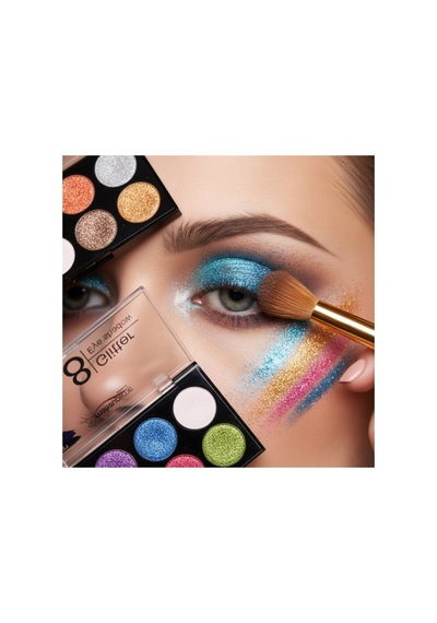8 Renk Glitter Far Paleti - 2 Li Set Çok Renkli