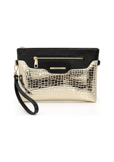 Sanmorris Kadın Suni Deri Ayarlanabilir Çapraz Ve El Askılı Portföy, Clutch Çanta S-1360 Gold Altın