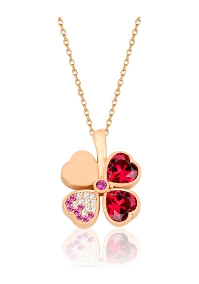 Çekirdekjewelry 925 Ayar Gümüş Altın Kaplama Ters Yonca Kolye Sarı