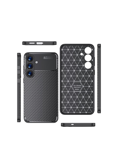 Samsung Uyumlu Galaxy S25 Kılıf Karbon Görünümlü Silikon Kapak