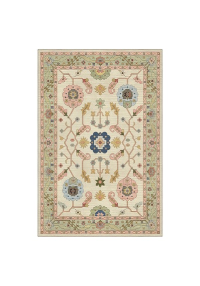 Âfitap 701 Pembe Krem Vintage Etnik Yıkanabilir İnce Halı Mutfak Ev Oda Salon Oturma Odası Halısı Krem Pembe