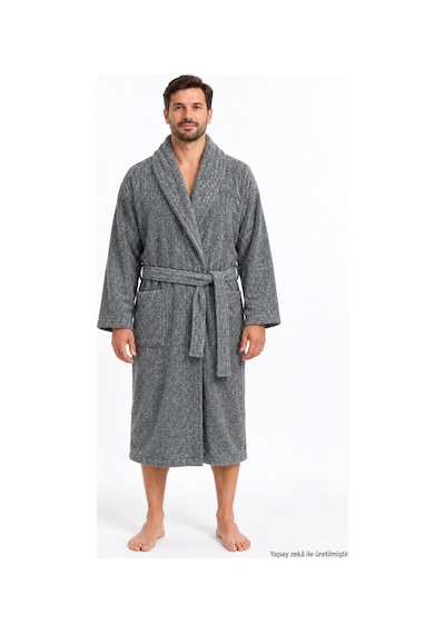 Özdilek Kadın/erkek Unisex Pamuklu Bornoz Xl - Kırçıllı Gri