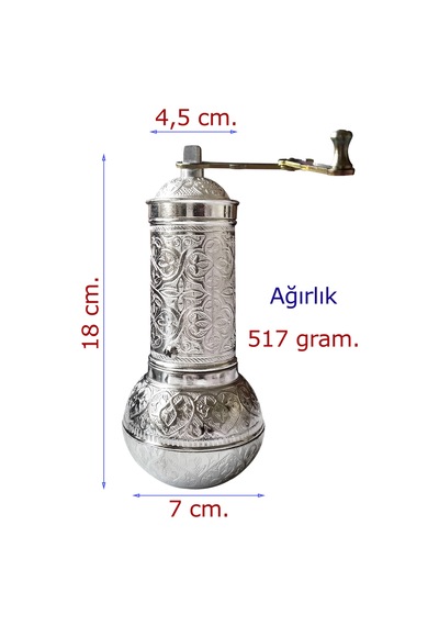 Binbir Trend Osmanlı Kahve Değirmeni ve Baharat Değirmeni Btb-Gümüş