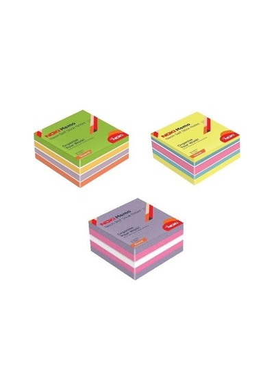 Noki Memo Neon Yapışkanlı Küp Blok 75 x 75 mm 3'lü Gizemli-Havai-Ebruli