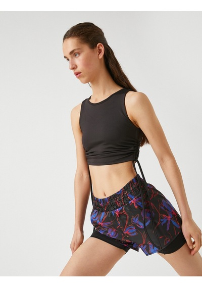 Koton Halter Yaka Yanları Büzgülü Crop Atlet Siyah 2sak30027nk Siyah