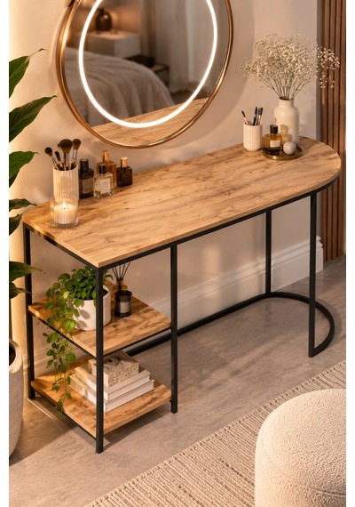 Sulorahome Dolunay Çalışma Ve Makyaj Masası Kahverengi 125 Cm