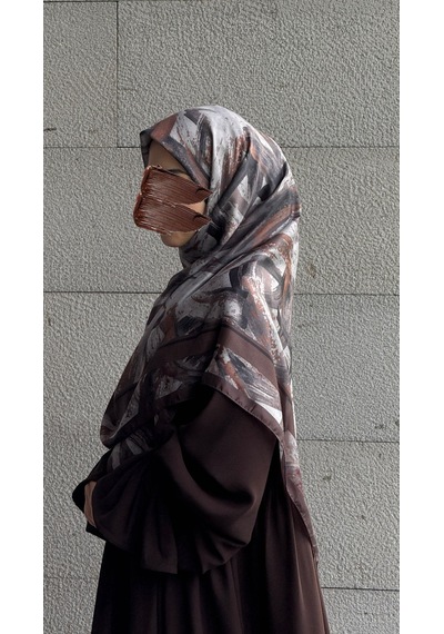 Qalortex Scarf Pamuklu Soft Fırça Desen Eşarp-kahve