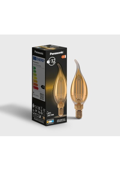 Panasonic Filament Ampul Mum Tipi E14 Flame 4w 360lm 2000k Gold Sıcak Sarı Işık
