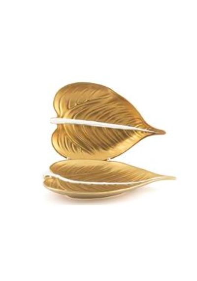 Gold Yaprak 2li Servis Tabağı 26x18cm 1 Adet
