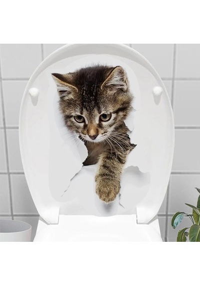 Decohandy Klozet Etiketi Stray Cat Renkli