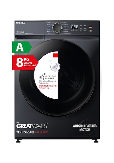 Toshiba TW-T21BU90UWTR WW 8 KG 1400 Devir Çamaşır Makinesi Gri