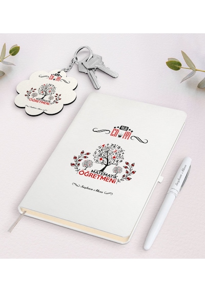 Kişiye Özel Yılın En İyi Matematik Öğretmeni Beyaz Defter Kalem v