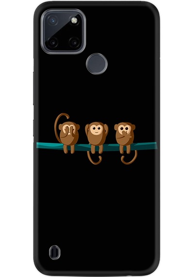 Realme C21Y Kılıf Resimli Desenli Silikon Platinium Series Üç Maymun 1871