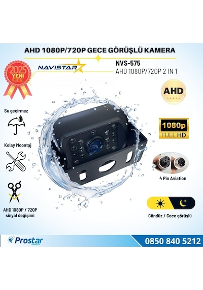 Ahd 1080p Ve 720p Metal 18 Ir Ledli Gece Görüşlü Araç Kamerası