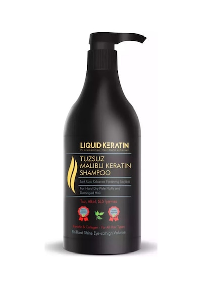 Tuzsuz Sülfatsız Malibu Keratin Şampuanı 1000ml - Kuru Sert Kabaran Saçlar Için