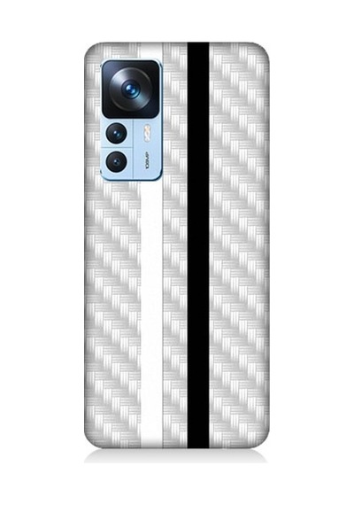 Xiaomi Mi 12t Uyumlu Siyah Beyaz Metal Motif Desenli Silikon Kılıf
