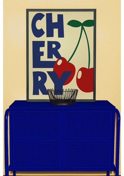 Cherry Dekoratif Duvar Süsü Poster Tablo Siyah Çeçeveli