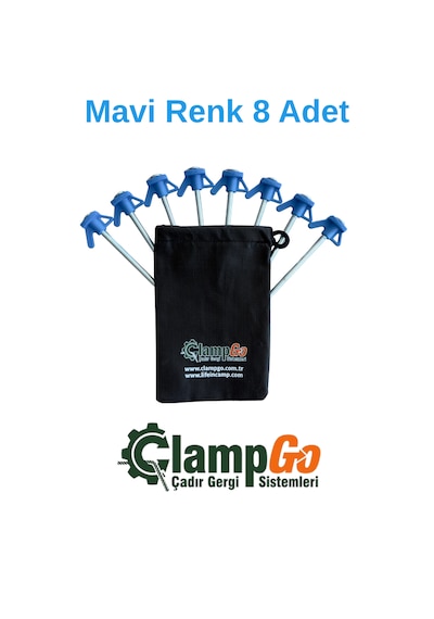 Clampgo Sert Zemin Çadır-tente-tarp Kazığı 8 Mm Kalınlığında 21 Cm Uzunluğunda Mavi