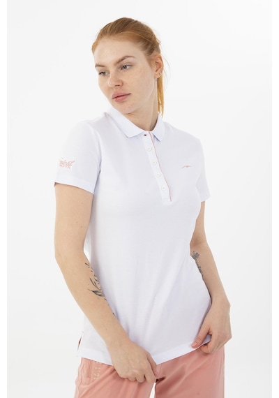 Maraton Sportswear Regular Kadın Polo Yaka Kısa Kol Basic Beyaz T-Shirt 19020-Beyaz