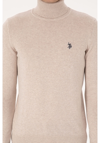 U.S. Polo Assn. Erkek Slim Fit Boğazlı Yaka Taş Melanj Kazak 50313640-VR225