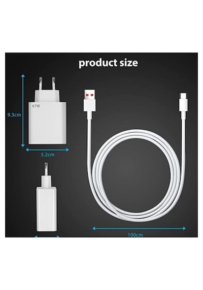 67w Type-c Şarj Adaptörü Ve Kablo Seti, Hızlı, Apple iPhone Redmi Huawei Uyumlu 67 W