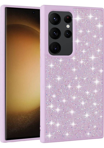 Galaxy S24 Ultra Uyumlu Parlak Taşlı Tasarım Pırlanta Csm Zore Kılıf-pembe