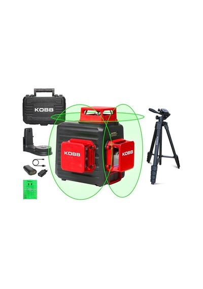 Kobb Kbl34gtp 40 Metre Profesyonel Li-ion Şarjlı 3x360⁰ Otomatik Hizalamalı Yeşil Çapraz Çizgi Lazer Distomat + Tripod