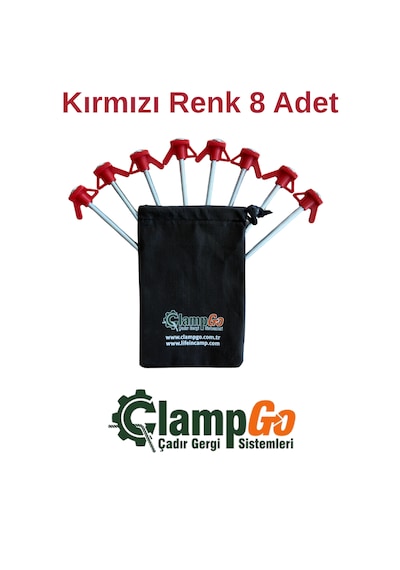 Clampgo Sert Zemin Çadır-tente-tarp Kazığı 8 Mm Kalınlığında 21 Cm Uzunluğunda Kırmızı