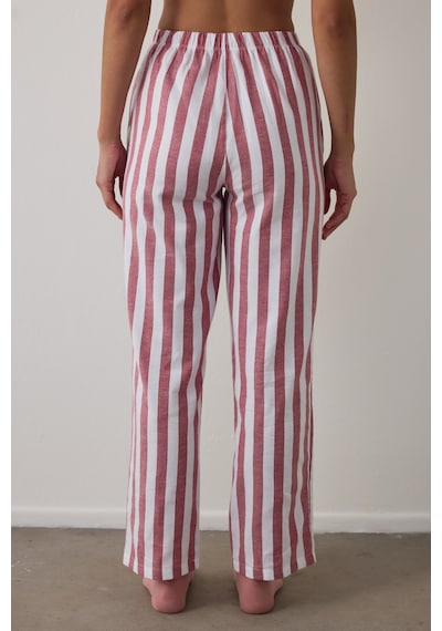 Penti Kırmızı Good Mood Pamuklu Çizgili Pijama Altı