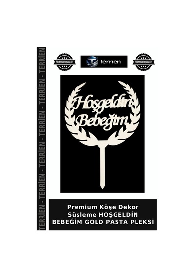 Premium Köşe Dekor Süsleme Hoşgeldin Bebeğim Gold Pasta Pleksi Altın