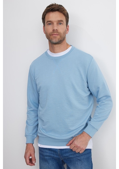 Tudors Unisex Relax Fit Rahat Kesim %100 Pamuk 3 İplik Basic Mavi Bisiklet Yaka Sweatshirt-35148 Mavi Tudors Unisex Relax Fit Rahat Kesim %100 Pamuk 3 İplik Basic Mavi Bisiklet Yaka Sweatshirt-35148 Mavi