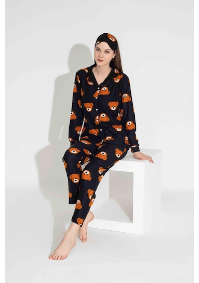 Yeni Sezon Sonbahar/kış Kız Çocuk Ayıcık Desenli Süet Pijama Takımı 2724-1 Siyah Ayıcık Siyah-turuncu Yeni Sezon Sonbahar/kış Kız Çocuk Ayıcık Desenli Süet Pijama Takımı 2724-1 Siyah Ayıcık Siyah-turuncu