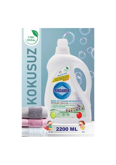 % 100 Doğal Bitkisel Bebek Sıvı Çamaşır Deterjanı - Kokusuz 2200 ML