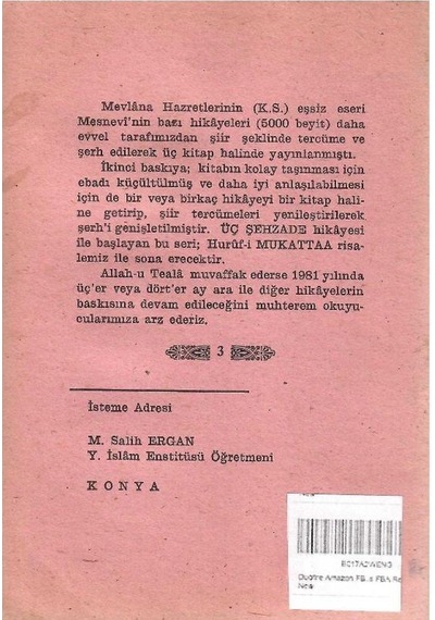 Mesnevi - Bakkal İle Tütisi Tüccar İle Tütisi Ve Allahtan Zahmetsiz Helal Rızık Dileyen Bir Fakirin Hikayeleri Şiir Tercümesi Ve Şerhi O Mevlevi