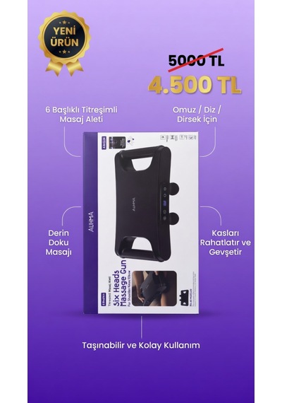 Auhma 6 Başlı Super Masaj Aleti Siyah