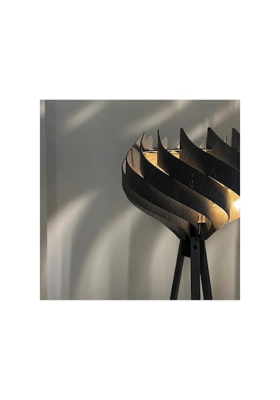 Tr Modern Ahşap Tripod Lambader Dekoratif Salon Köşe Lambası Siyah Diğer