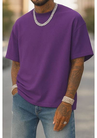 Bnrq8 Unisex Tişört Mor