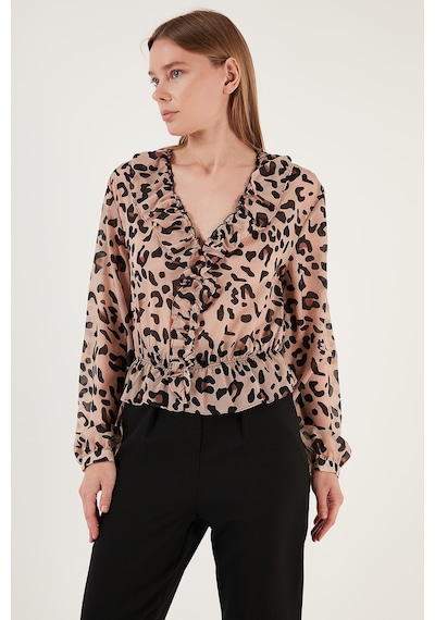 Lela Leopar Desenli Fırfırlı V Yaka Tül Bayan Bluz 611Kb2034 Leopar Lela Leopar Desenli Fırfırlı V Yaka Tül Bayan Bluz 611Kb2034 Leopar
