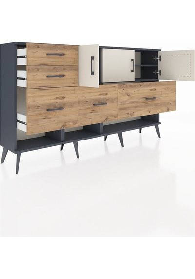 Arges Konsol 3 Raflı 5 Çekmeceli 3 Kapaklı 176x30x99 Antrasit-aytaşı/çam Aytası/atlas Çam - Antrasıt Arges Konsol 3 Raflı 5 Çekmeceli 3 Kapaklı 176x30x99 Antrasit-aytaşı/çam Aytası/atlas Çam - Antrasıt