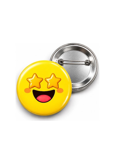 Yıldız Gözlü Smiley - 58mm Rozet Çok Renkli