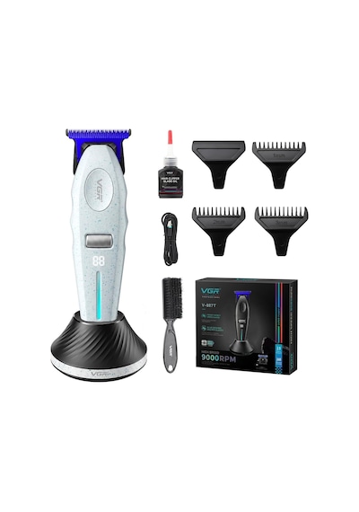 Şarjlı Tıraş Makinesi V-887t - 9000 Rpm 240 Dakika Profesyonel Trimmer - Beyaz