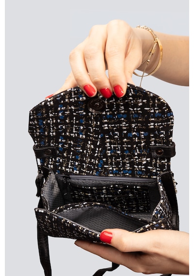 Westbag Kadın Hakiki Deri Kapaklı Omuz Çantası Kartlık Ve Anahtarlık Bölmeli Küçük Boy Çok Renkli Siyah