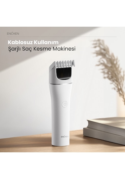 Enchen Boost 2 Beyaz Taşınabilir Şarjlı Saç Kesim Makinesi