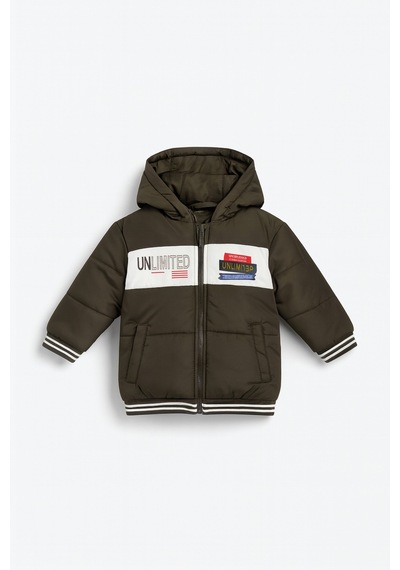 Esila Kids Çocuk Mont Kapüşonlu Mont Fermuarlı Mont 5-8 Yaş Haki