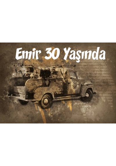 Old Araba Temalı Doğum Günü Afişi 100x150 Cm
