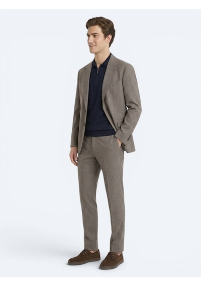 Kip Vizon Çizgili Modern Fit İpek Karışımlı Takım Elbise
