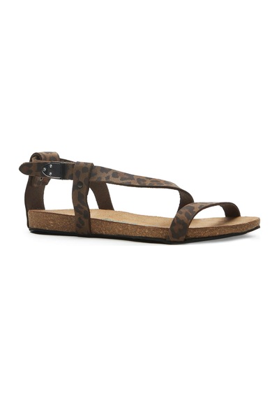 Comfortfusse Grady - Kadın Ortopedik Hakiki Deri Sandalet Leopar Baskılı Deri