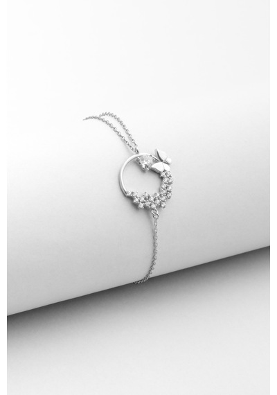 So Chic Aşk Kelebeği 18 Ayar Beyaz Altın Kaplama 20 Cm Gümüş Bileklik Rodyum